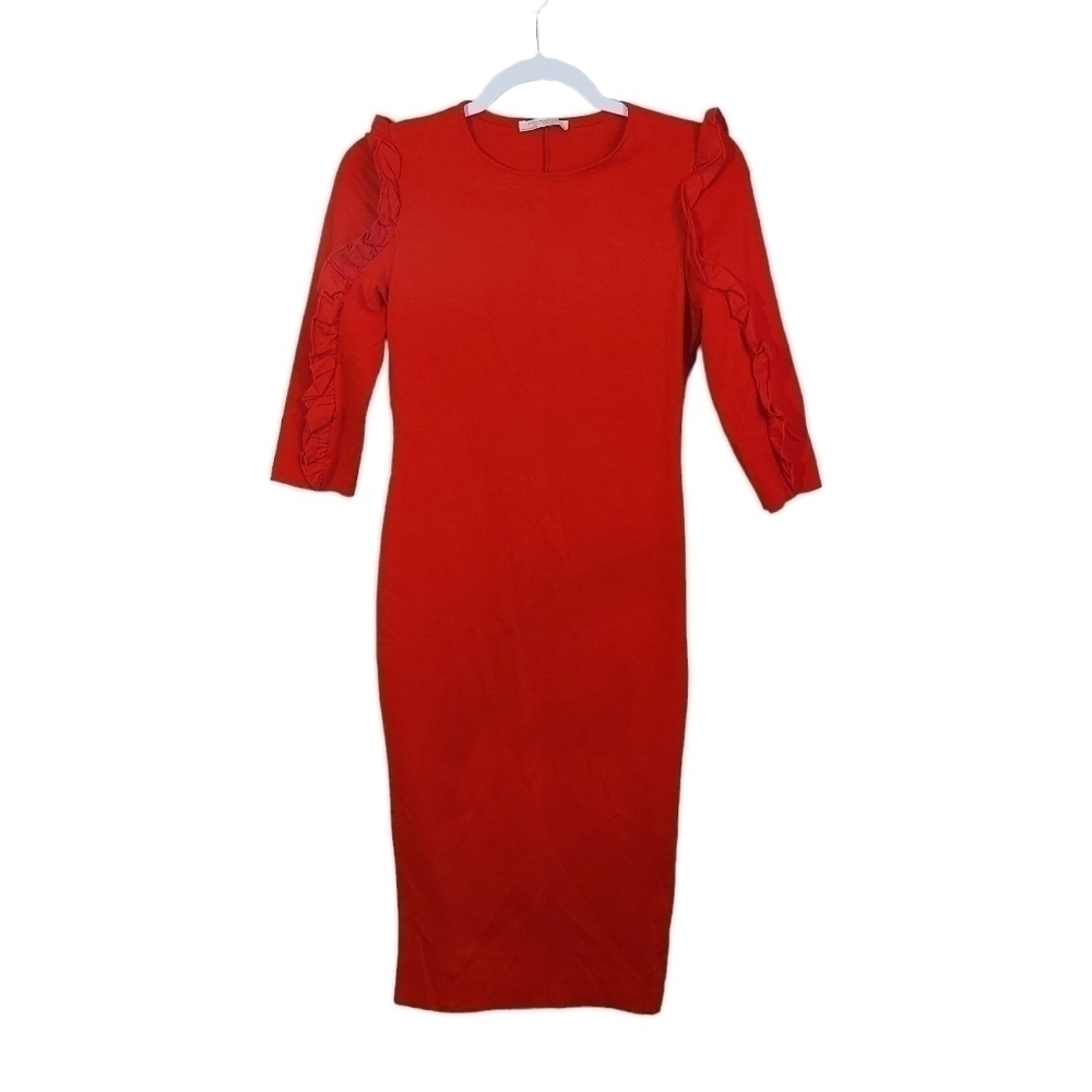 ZARA LADIES LONG SLEEVE BODYCON DRESS- S - Picture 3 of 6